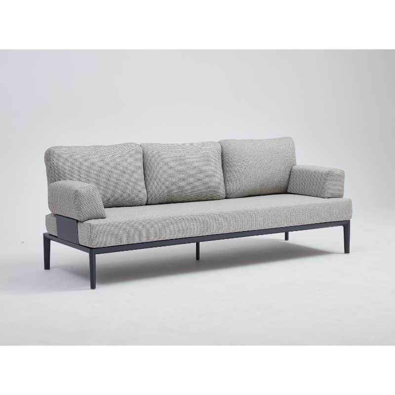 Melton Craft - Milan 3 Seater Sofa - Charcoal Frame & Oatmeal Fabric - Image 2