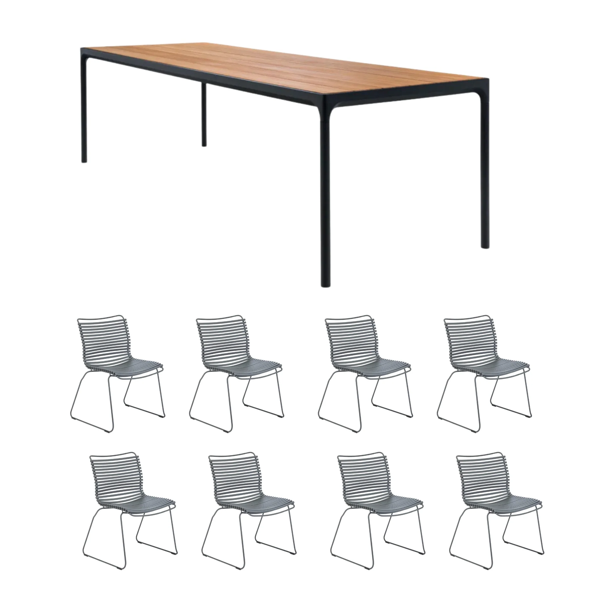 Houe - Four 270 Bamboo/Black & Click 9 Piece Dining