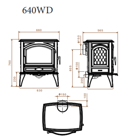 Dovre - Wood Heater - Free Standing - 640WD/E8 - Cream (Enamelled) - 7.1kW - up to 200m2 - Image 2