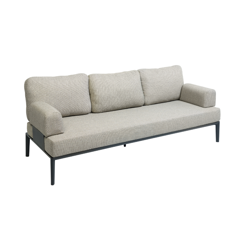 Melton Craft - Milan 3 Seater Sofa - Charcoal Frame & Oatmeal Fabric - Image 6