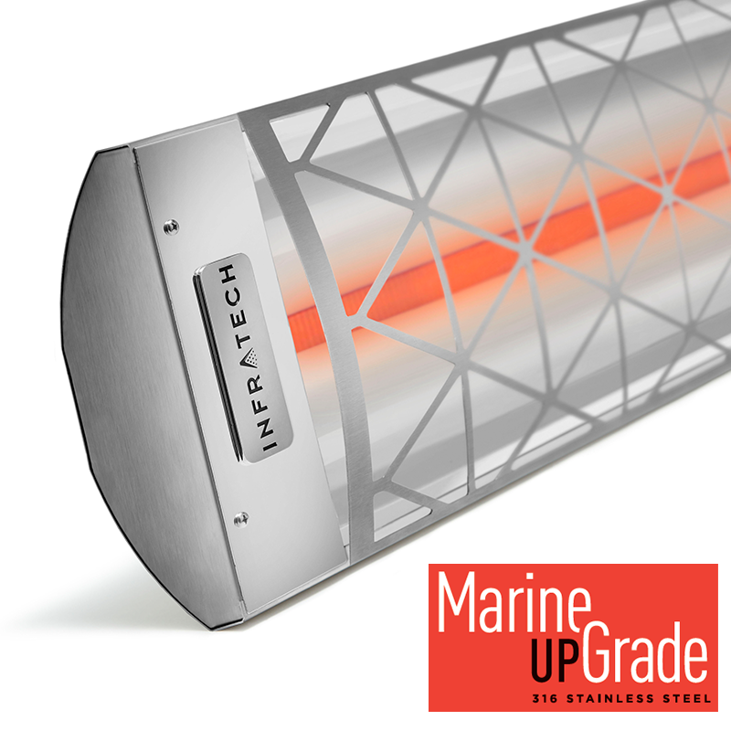 Infratech - C Series - Single Element - 3000w Radiant Heater - Marine Grade 316 Stainless Steel w/ Contemporary Fascia