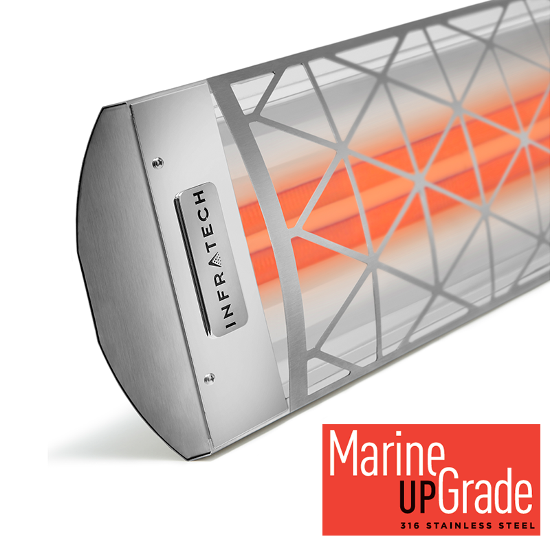 Infratech - CD Series - Dual Element - 4000w Radiant Heater - Marine Grade 316 Stainless Steel w/ Contemporary Fascia