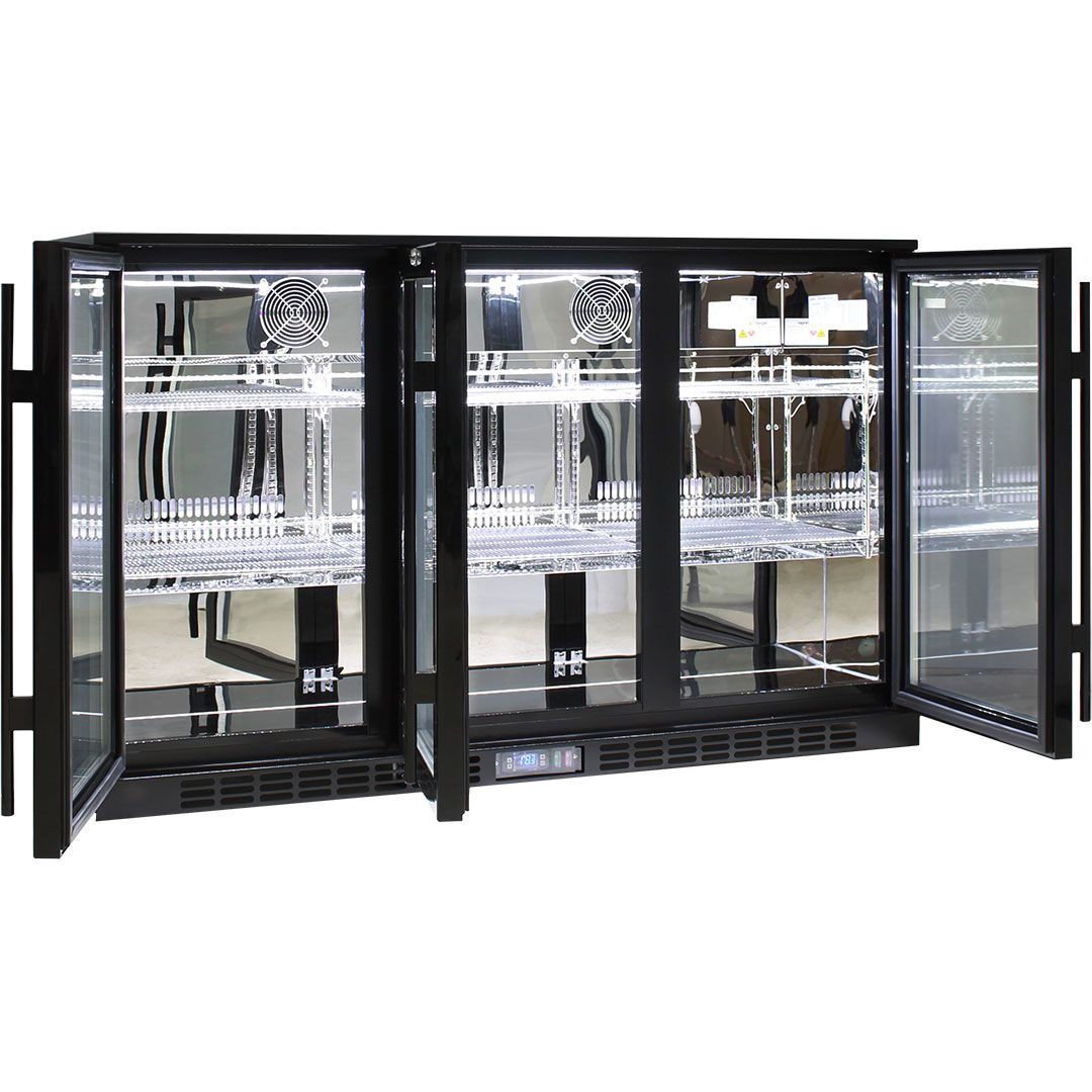 Rhino Commercial 3 Door Glass Bar Fridge